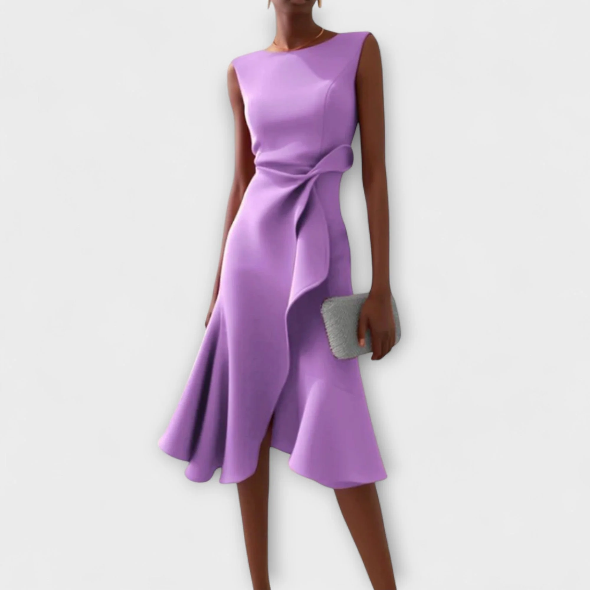 Women��s Asymmetric Midi Dress Elegant Draped Summer Style
