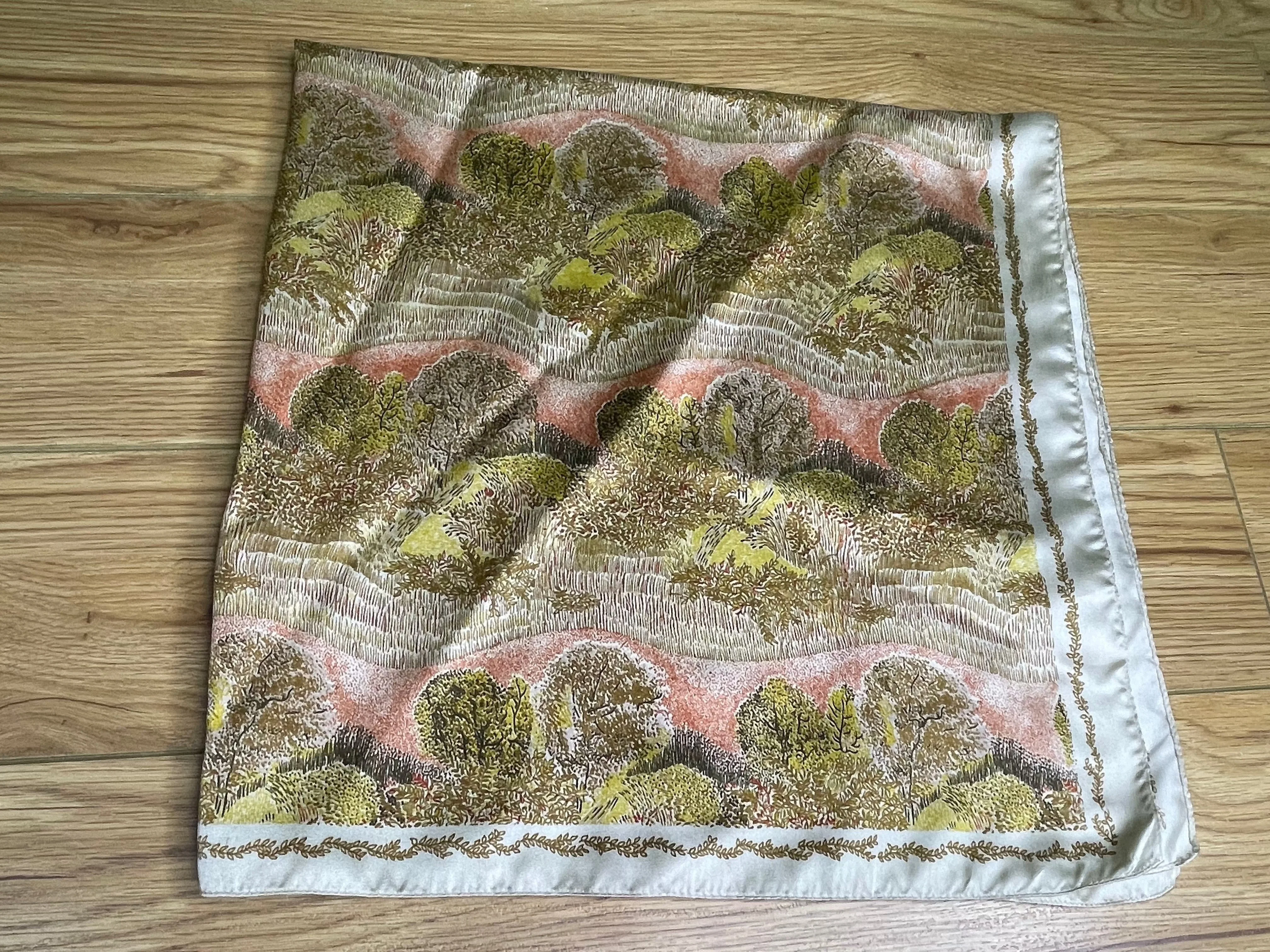 1960s Woodland Silk Scarf