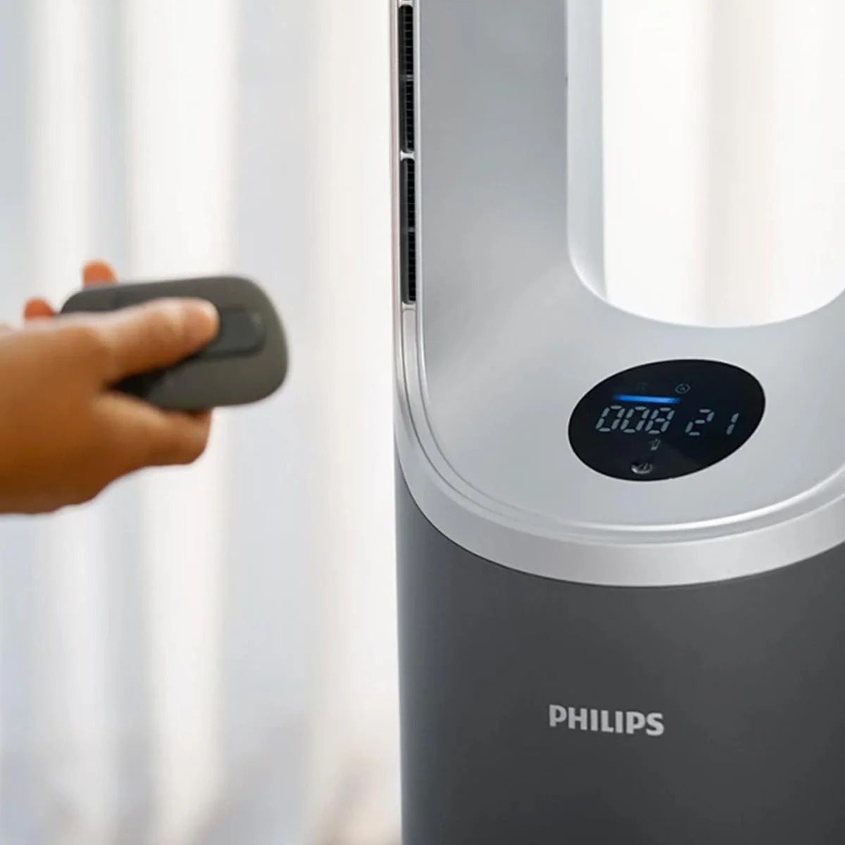 Philips Air Performer 2-in-1: Luftreiniger und Kühlgebläse - Reinigt 70 m², Entfernt 99,97% der Allergene und Schadstoffe. HEPA-Filter, Intelligente Sensoren, Alexa, App. (AMF765/10)