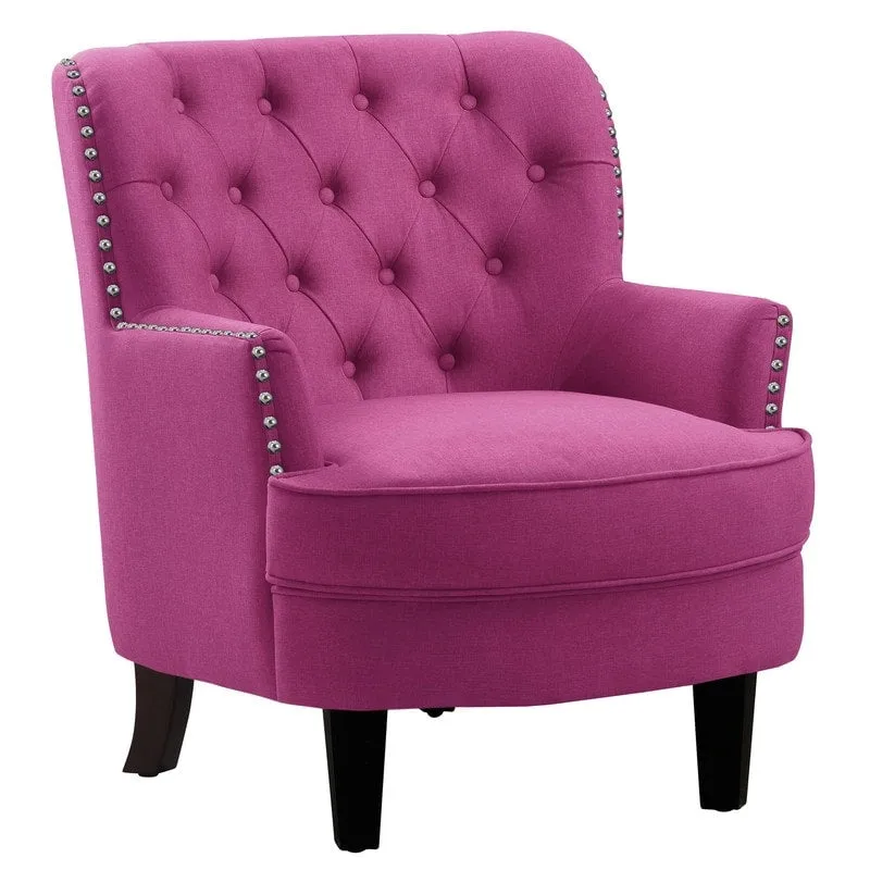 Moser Bay Mignon Velvet / Linen 30  Wide Tufted Wingback Accent Chair
