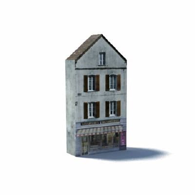 Background Building (white, peaked roof, shop)