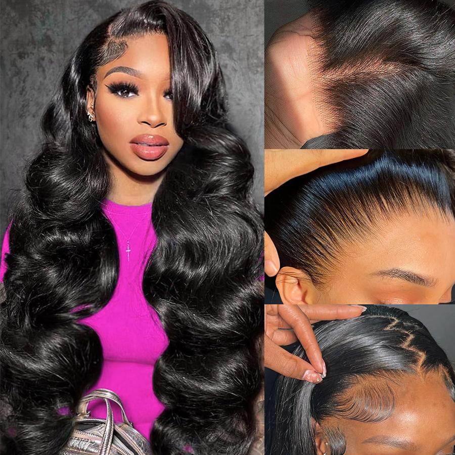 Pull And Go 13x6 HD Lace Frontal Glueless Wig With Adjustable Drawstring Pre Plucked Pre Bleached Body Wave Human Hair Wig