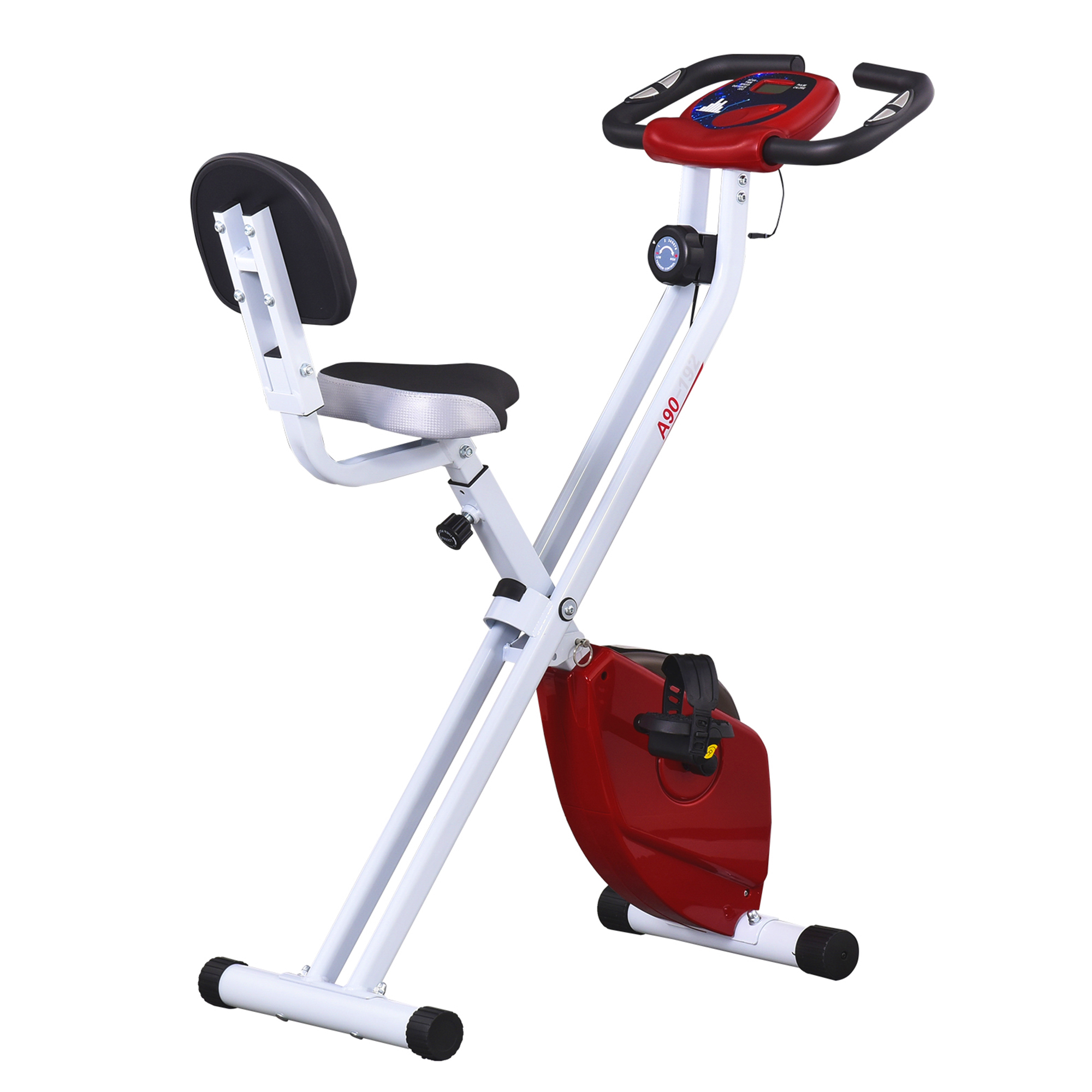 HOMCOM Hometrainer, fietstrainer, trainingsfiets met in 8 niveaus instelbare magnetische weerstand, staal, wit, 43 x 97 x 109 cm