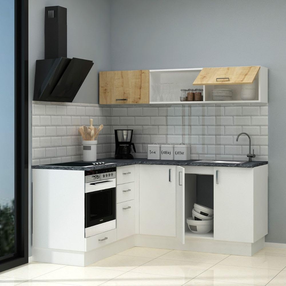 Cucina angolare reversibile con elettrodomestici colore bianco 180x160 cm - Letty