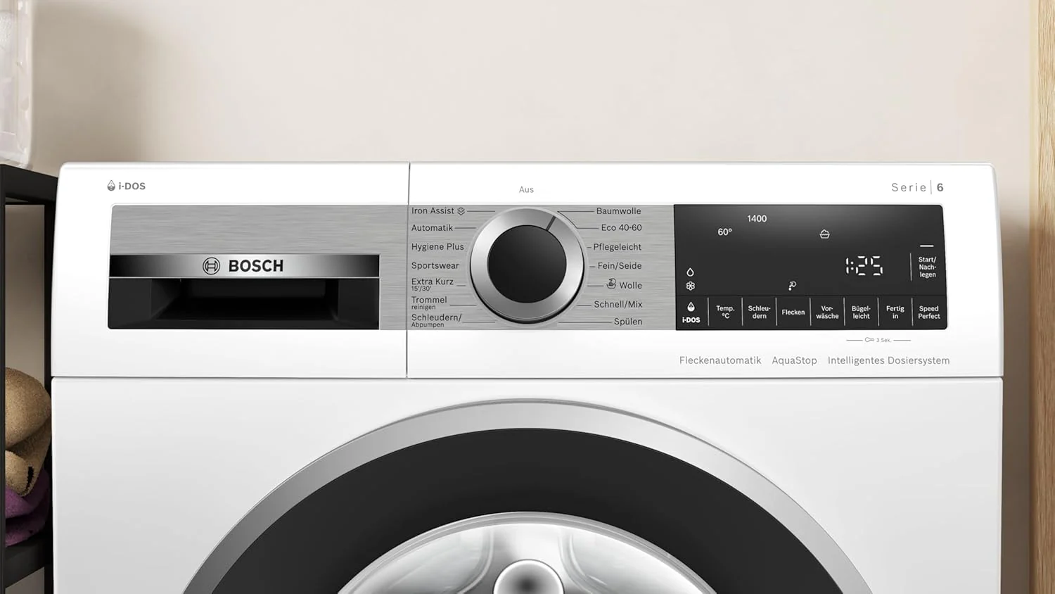 BOSCH WAN28127 Waschmaschine Serie 4, Frontlader mit 8kg Fassungsvermögen, 1400 UpM, Iron Assist, Active Water Plus, EcoSilence Drive, Speed Perfect, Weiß, 60cm