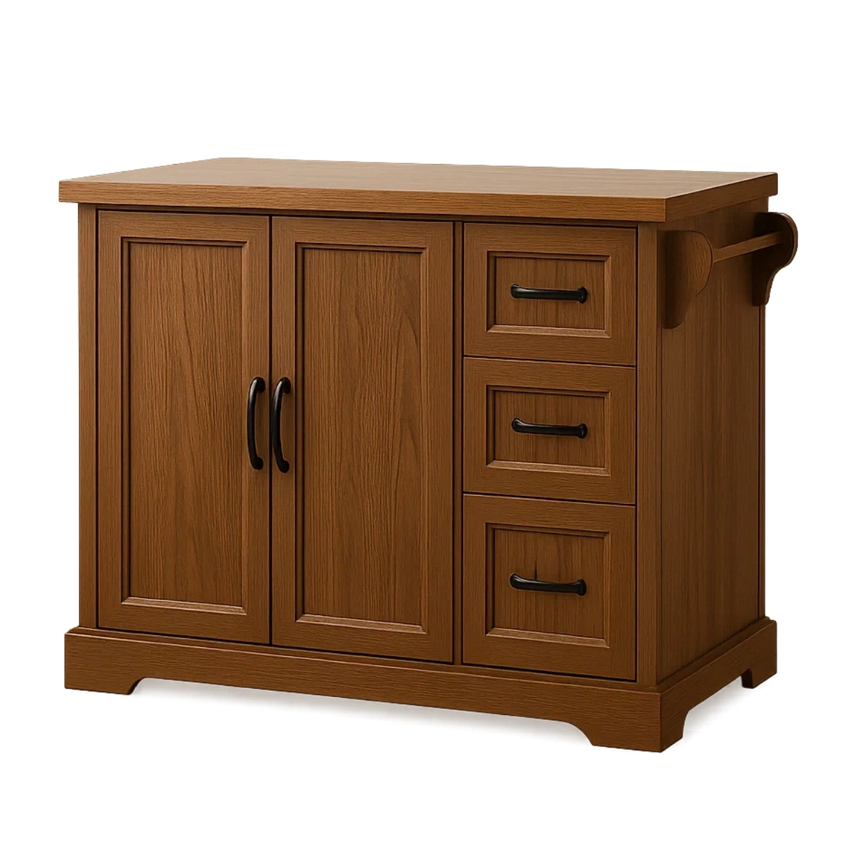 Kkken, rektangulr med skuffer og trdre, naturlig farve, fritstende, 120x60x90 cm, til almindeligt kkken - AUXbIYpSWxym