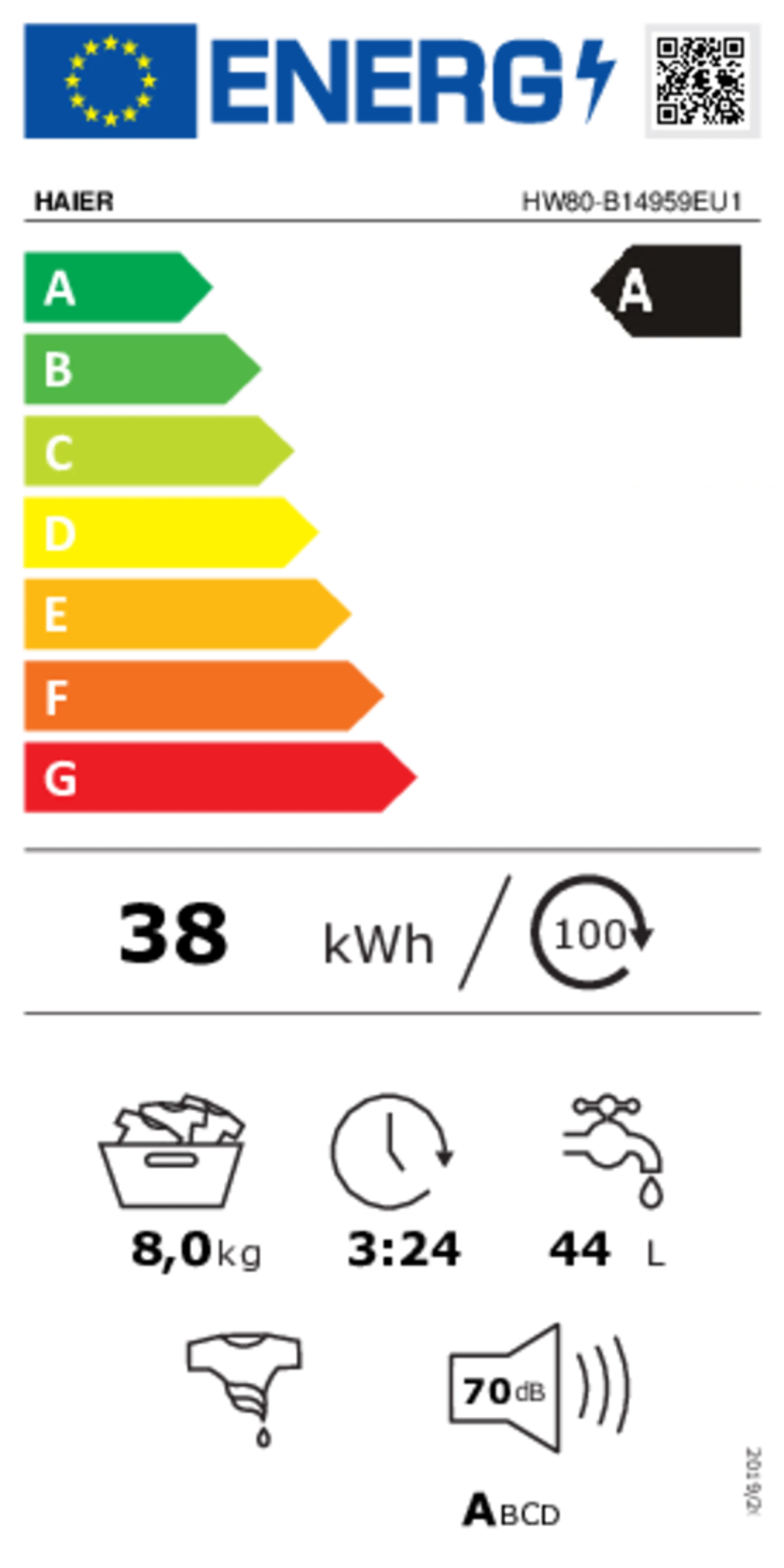 Haier Wasmachine HW80-B14959EU1DF Irefresh Connected
