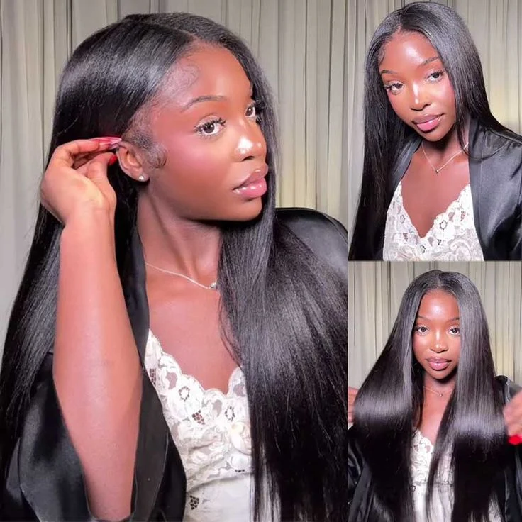 $120 Off Upgraded Durable V Shape Glueless Yaki Straight Human Hair Wig Beginner Friendly Natural V Part Wig
