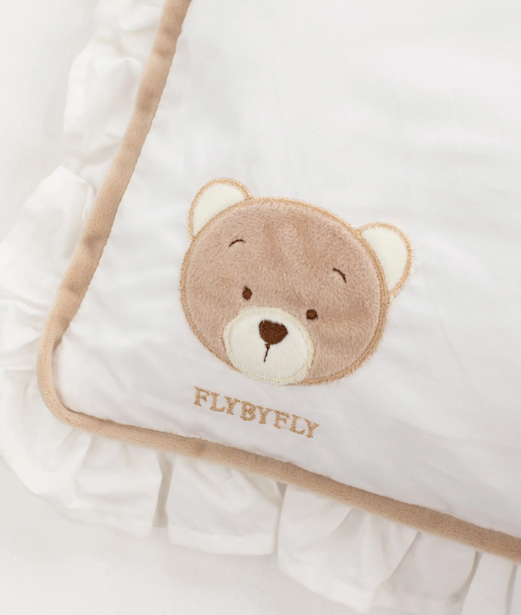 Toddler Ruffle Pillow | White & Beige