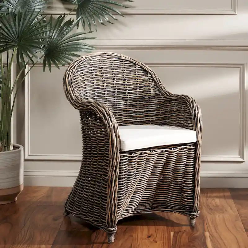 SAFAVIEH Sinja Yellow Rattan Club Chair - 24 x 26 x 35 - 24Wx26Dx35H