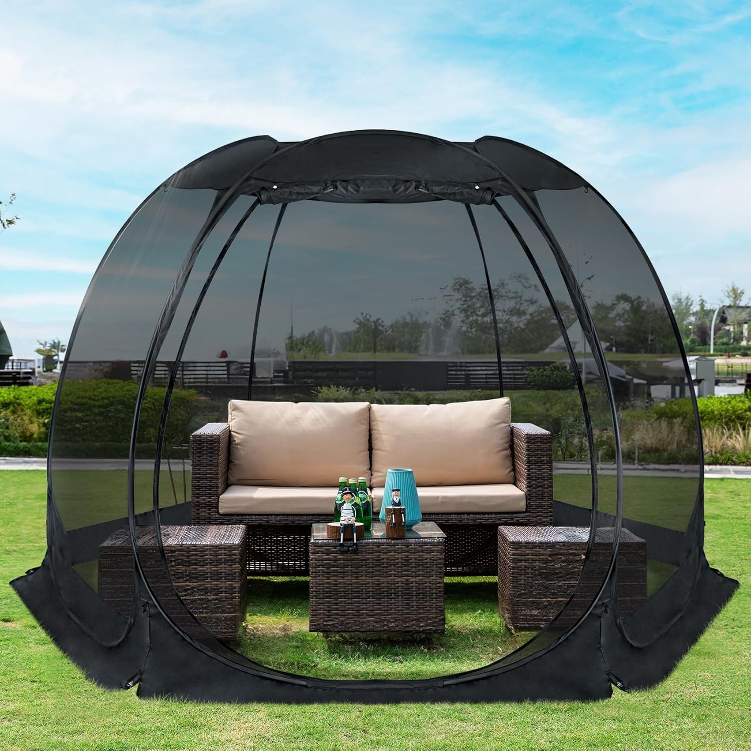 Alvantor Pop Up Screen House Gazebo with Mosquito Netting, Instant UV Resistant Sun Shelter for Patio & Backyard, Portable Canopy Tent for 2-10 Person