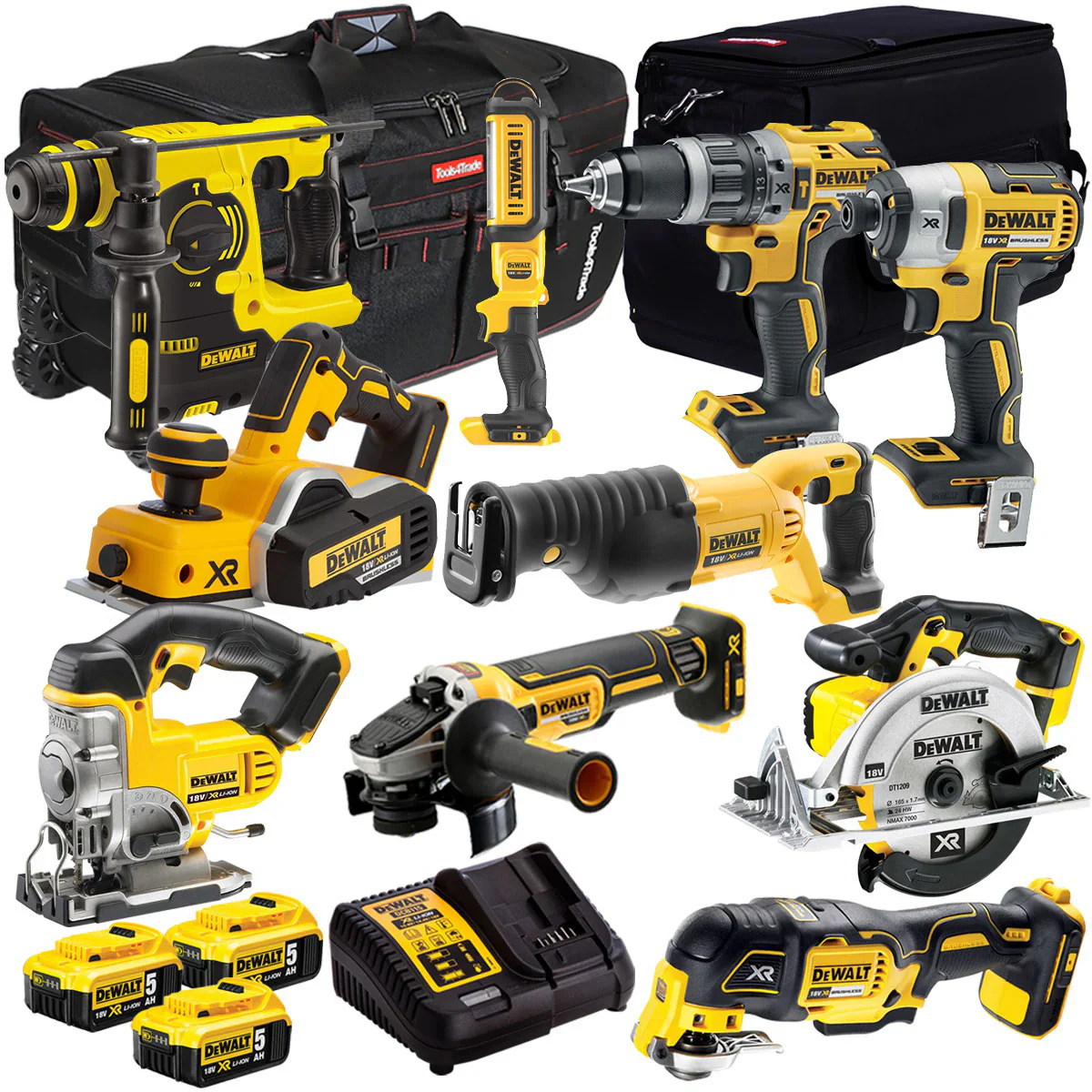 DeWalt DCK10BTSKIT1 18V-os 10 részes szerszámgépkészlet 3 x 5,0 Ah akkumulátorral és töltővel