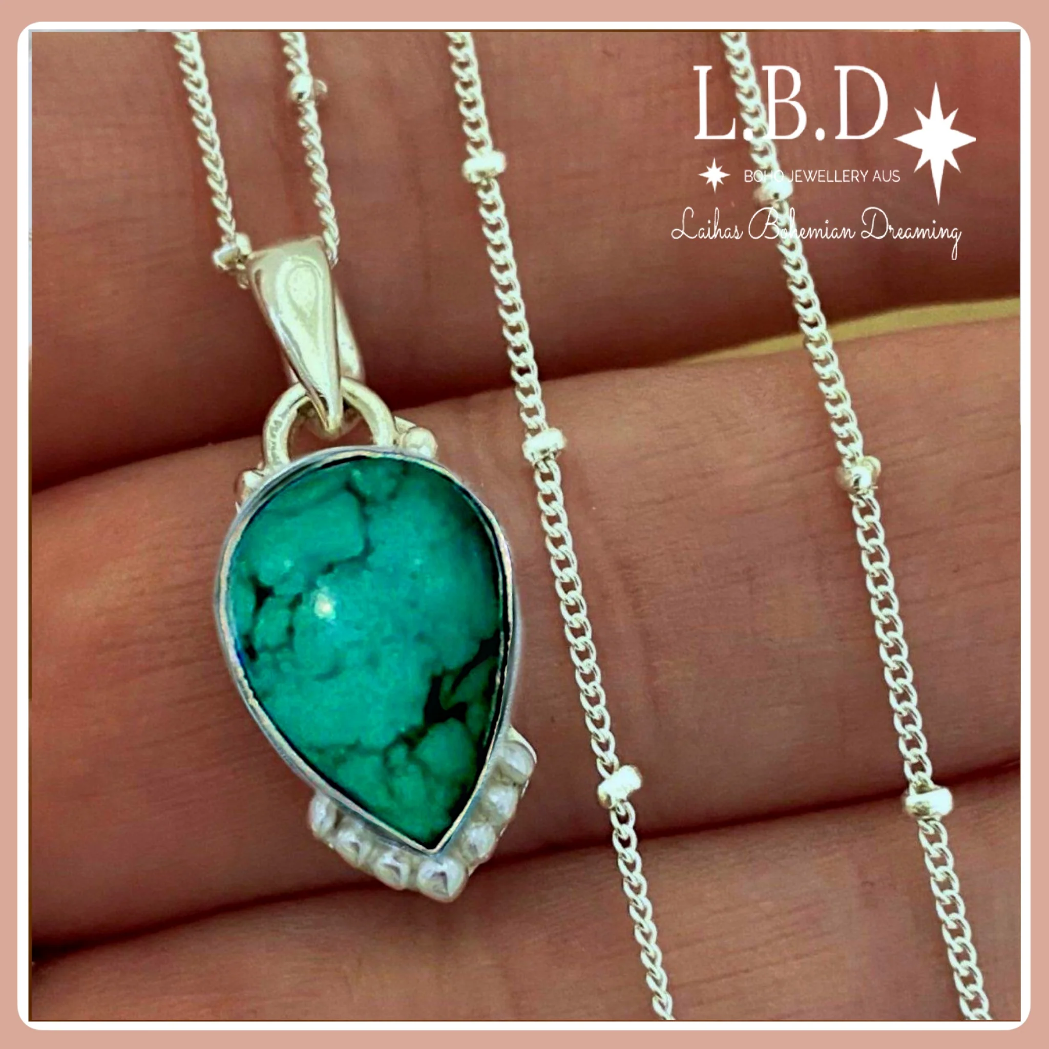 Laihas Peaceful Solitude Raindrop Turquoise Necklace