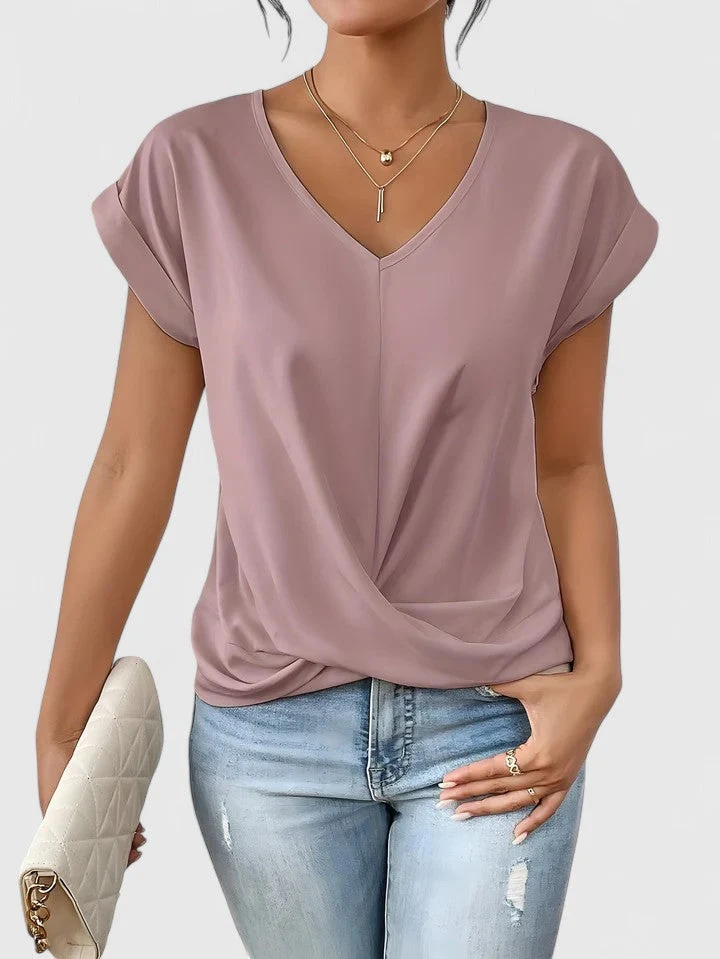 Women��s V-Neck Top Chic Twist Design for Everyday Elegance