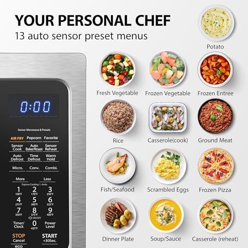 Toshiba Air Fryer Combo 4 in 1 Countertop Microwave Oven, Smart Sensor, Convection, Mute Function, Position Memory 13.6