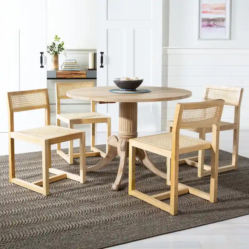 SAFAVIEH Jeane Antique White Drop Leaf Dining Table - 43 W x 43 D x 31 H - 43Wx43Dx31H