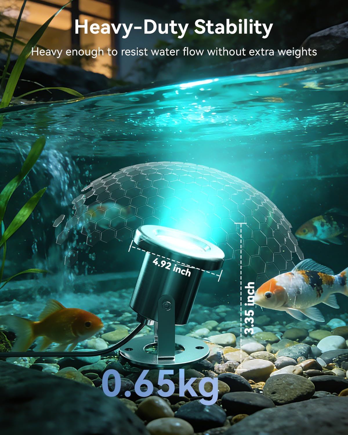 All-in-One Eclairage Bassin LED Acier Inoxydable SS316, RGB Lampe de Bassin Extensible avec Câble de 15,5M, Spot Bassin IP68 pour Bassin, Cascade, Ruisseau, Étang à Poissons, Fontaine, 4er-Pack