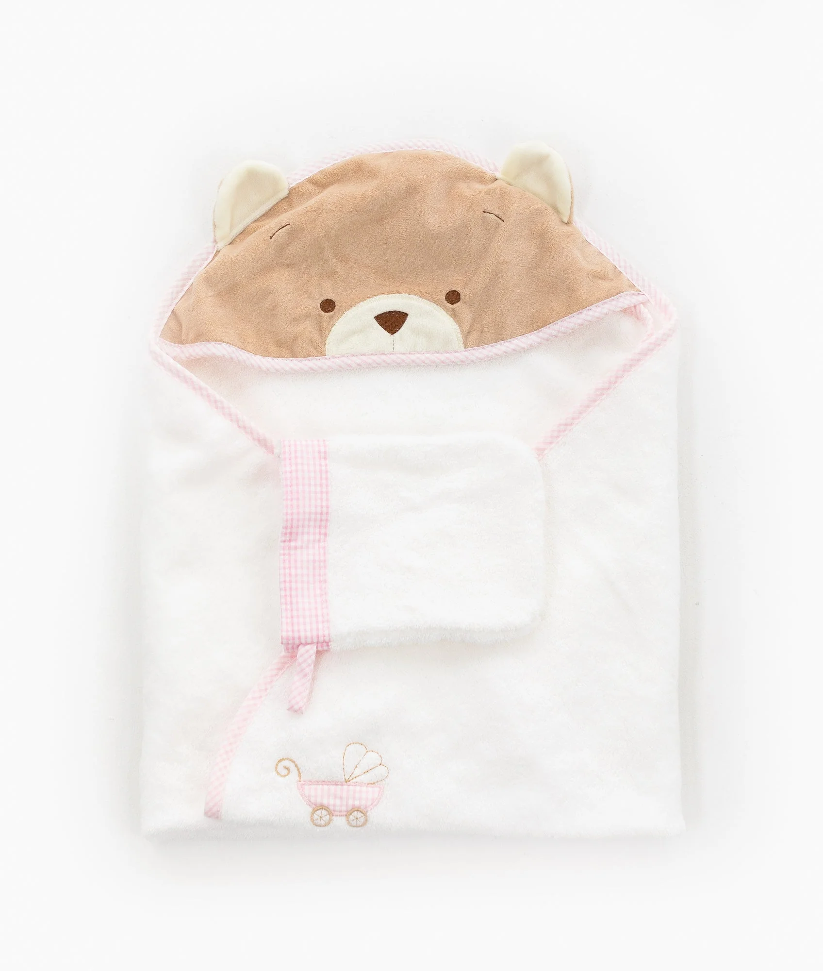 Bath Towel & Wash Mitt Set | White & Pink