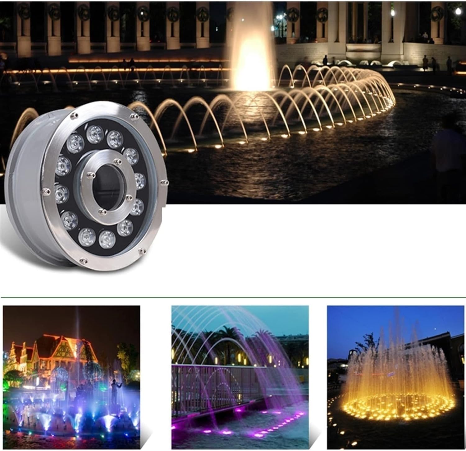 3 Stück Einbaustrahler Unterwasser - Eingebettet Pool Scheinwerfer, LED-Ringbrunnenlampe – RGB-Farbwechsel-Wasserspiellampe Mit RF-Fernbedienung – IP68 Wasserdichte Mittelloch-Teichbeleuchtung(18W (24