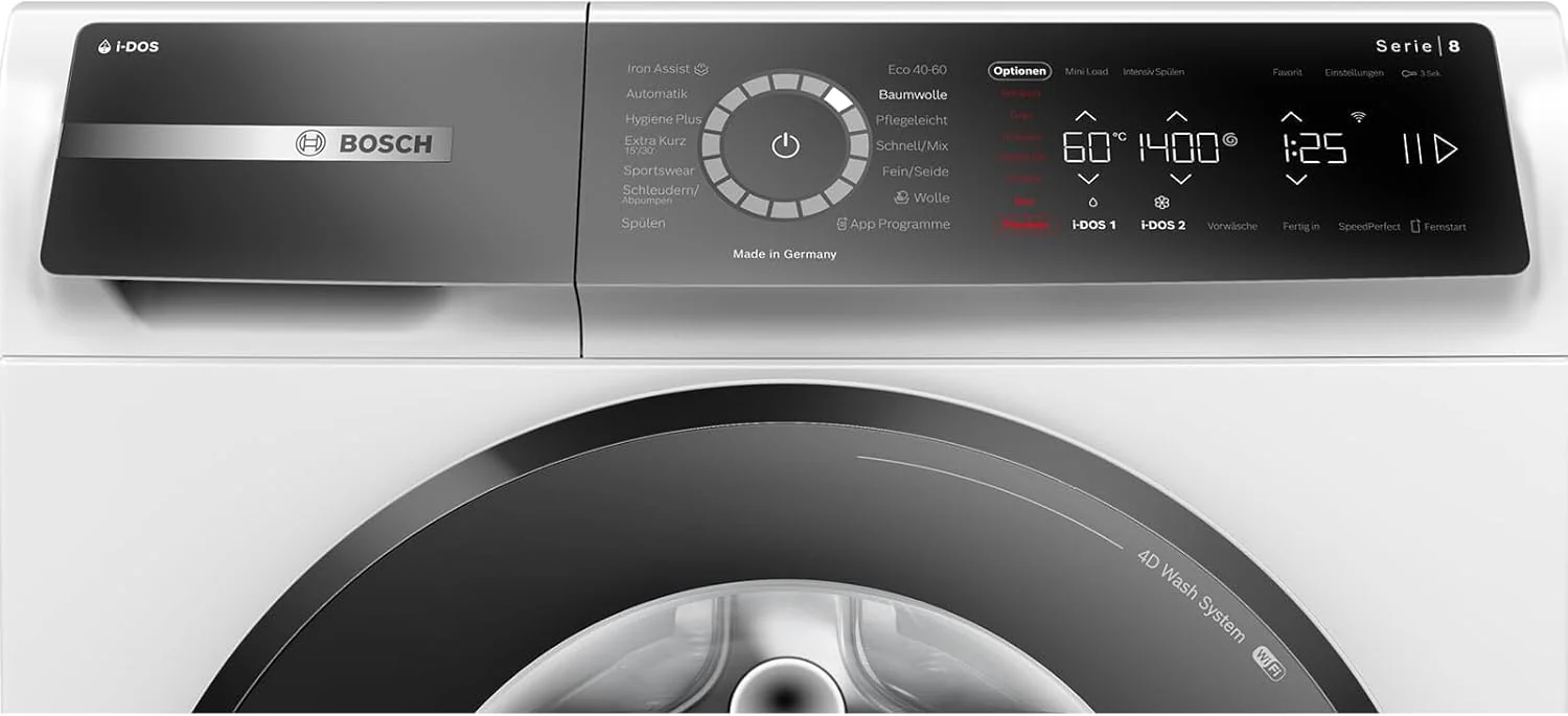 BOSCH WAN28127 Waschmaschine Serie 4, Frontlader mit 8kg Fassungsvermögen, 1400 UpM, Iron Assist, Active Water Plus, EcoSilence Drive, Speed Perfect, Weiß, 60cm