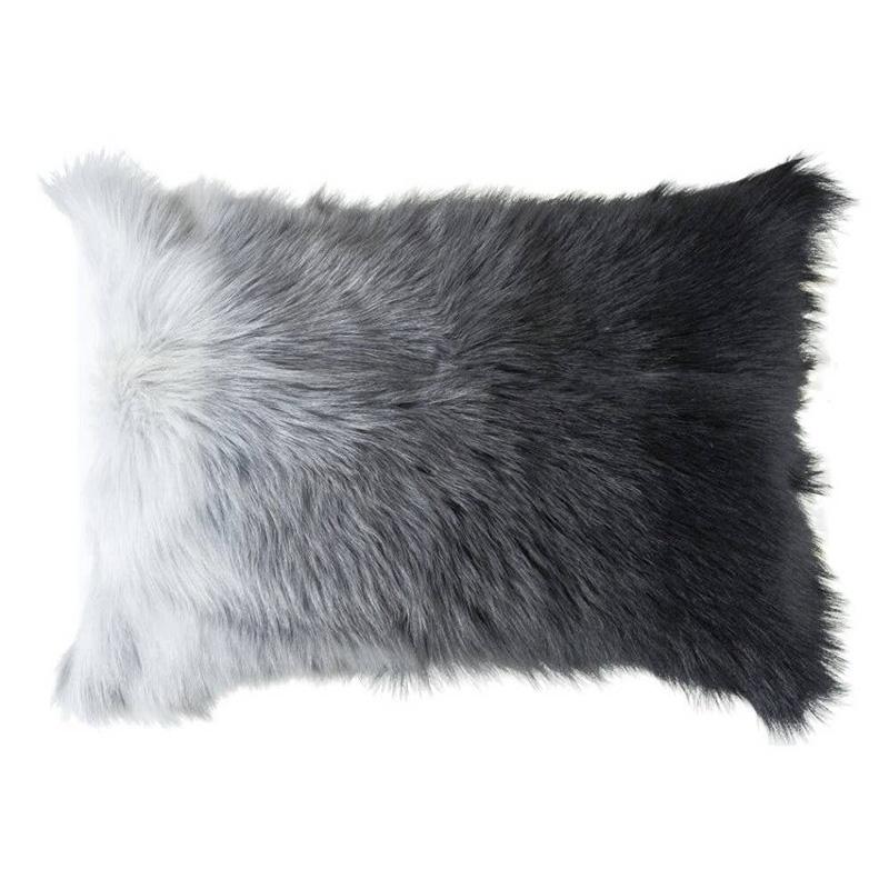 Lhasa Ombre Fur Pillow, Grey