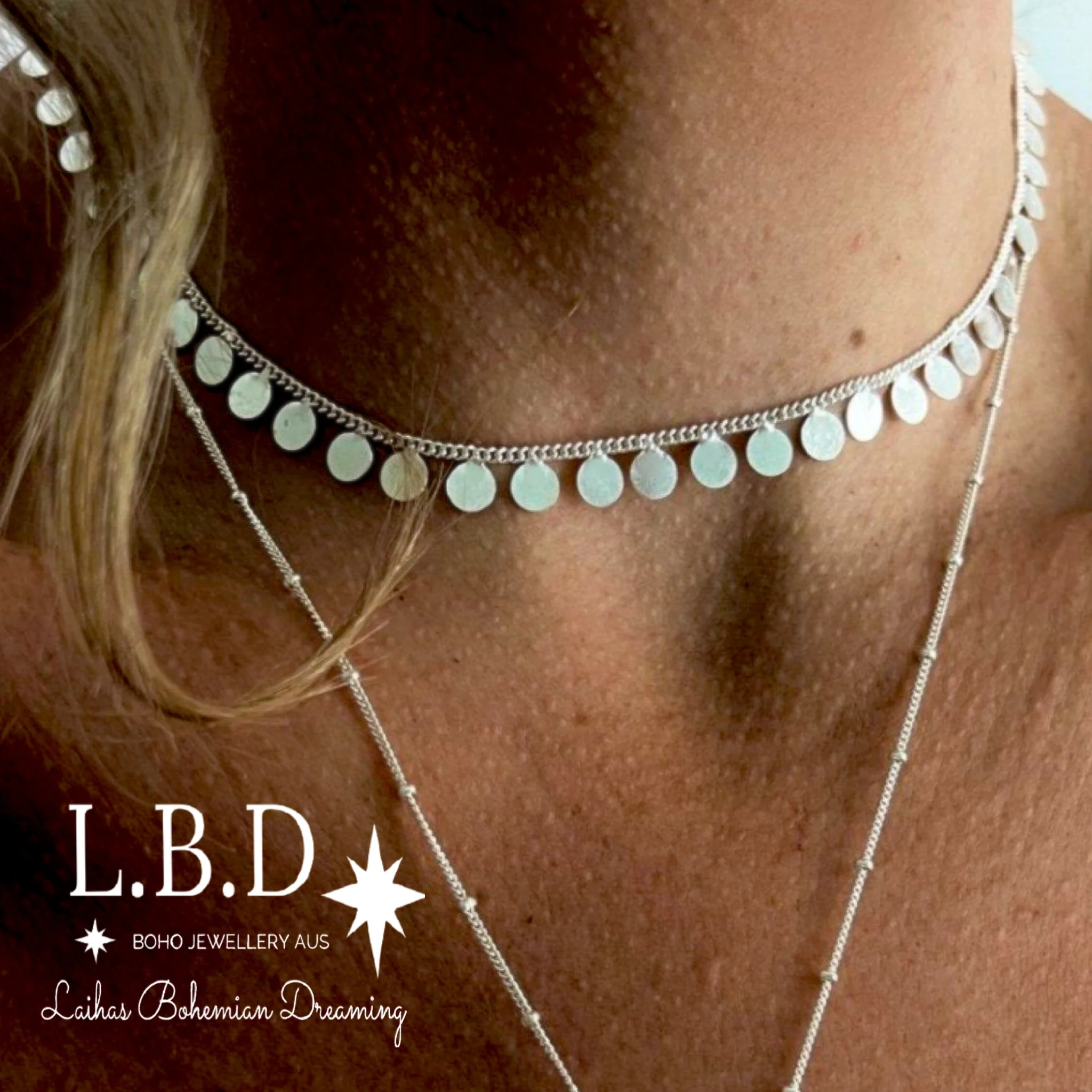 Laihas Prestige Polished Round Disk Sterling Silver Necklace