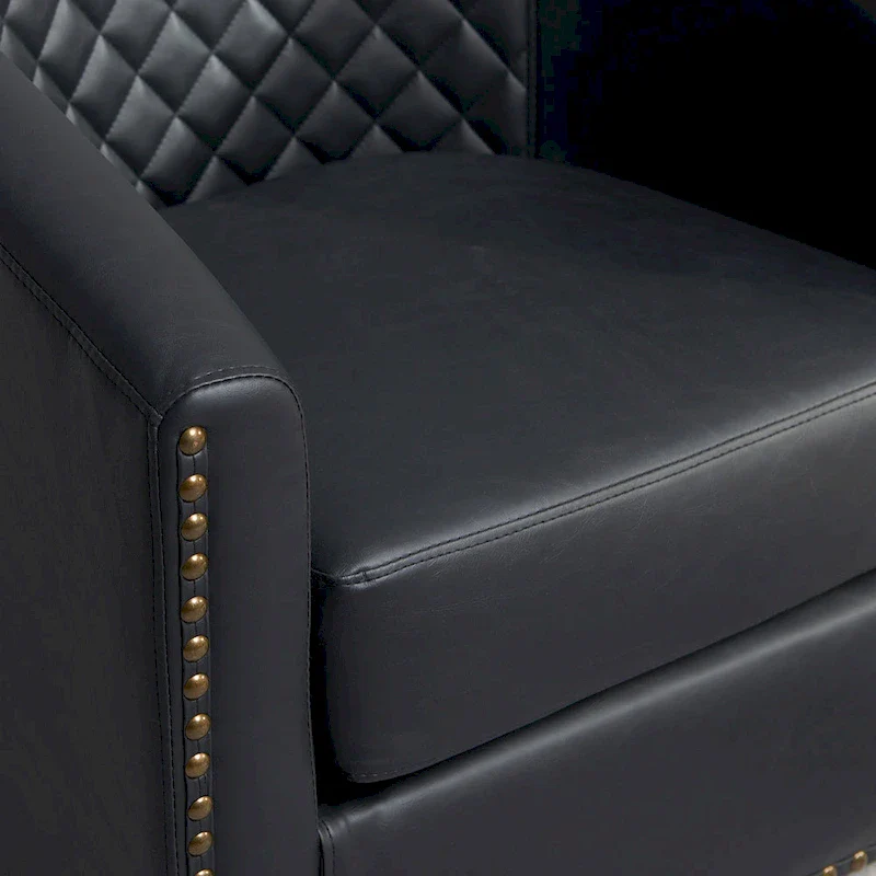 KINWELL 29 Wide Tufted PU Leather Swivel Barrel Chair