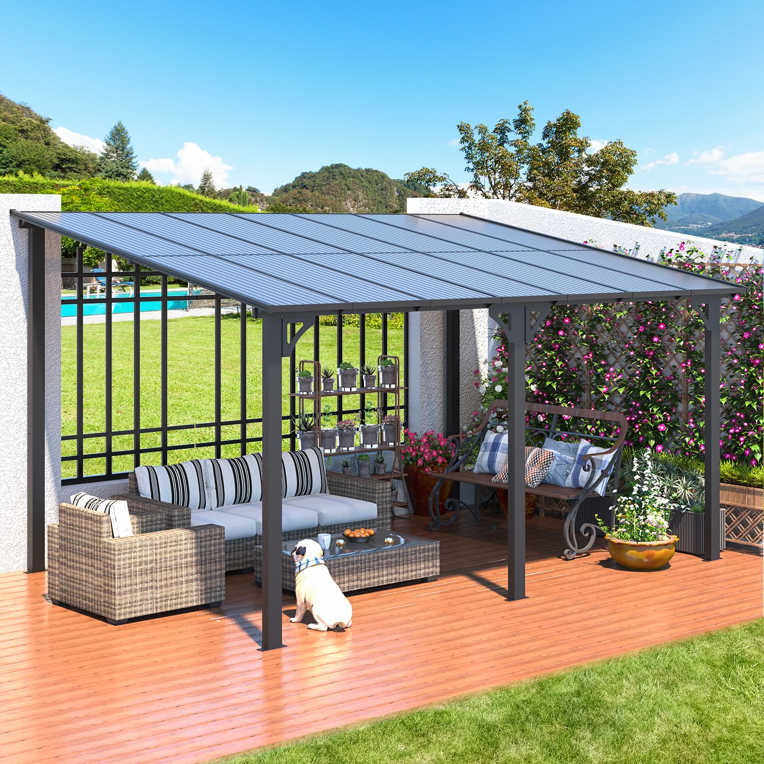 AECOJOY 14' x 10' kerti pavilon teraszra, tetővel