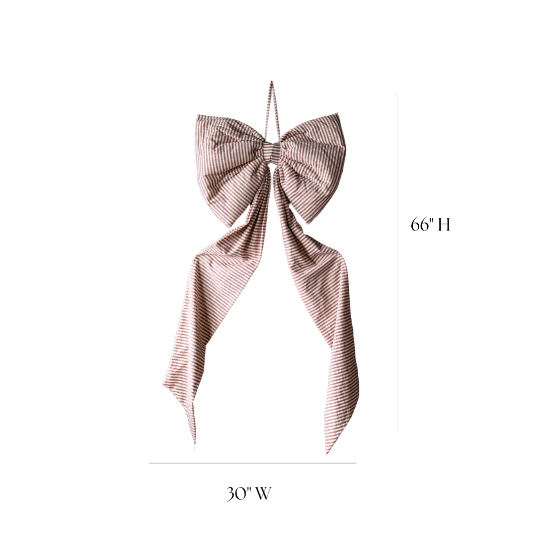 Oversized Cranberry Red Striped Bow