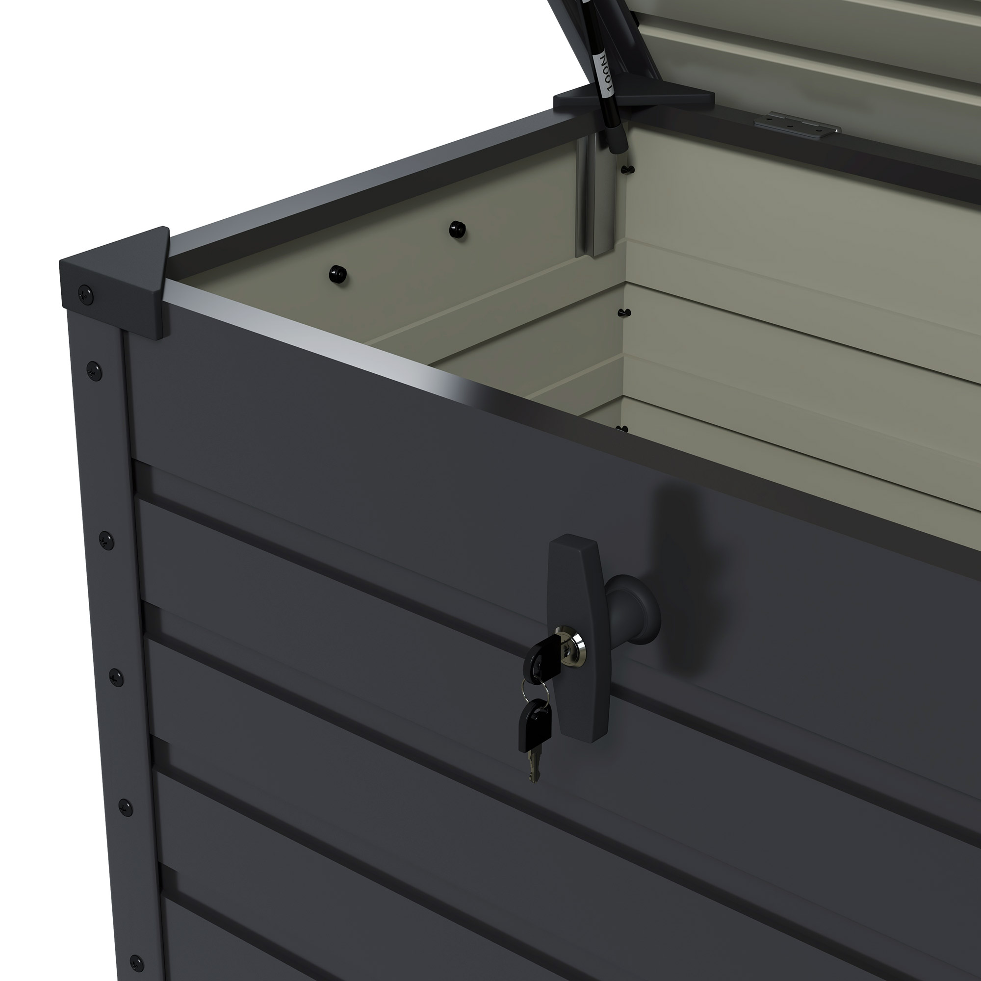 Outsunny Buiten Opbergbox Tuinkist Kussenbox, weerbestendig, 4 Wielen, 100 cm x 62 cm x 65 cm, Donkergrijs