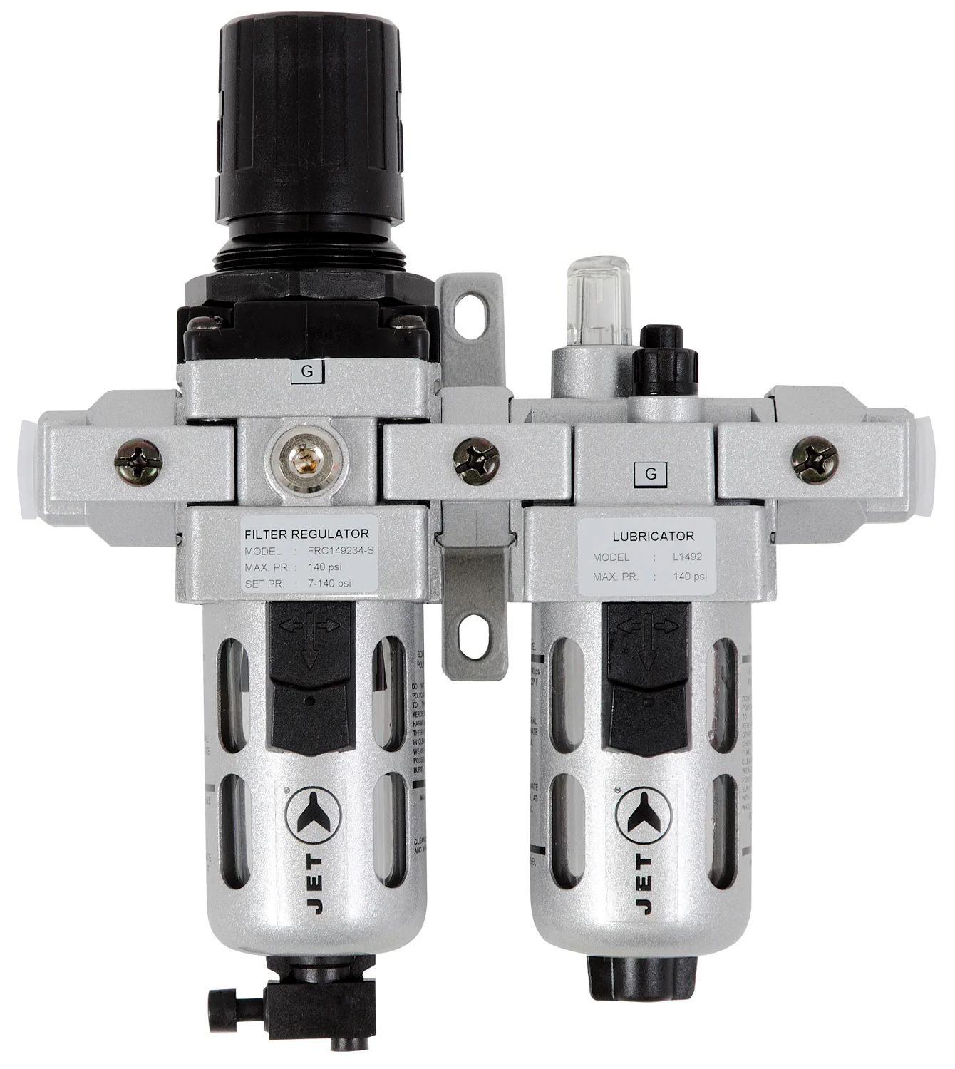 Jet AFRLCI38  ~  2 Piece Air Filter Regulator And Lubricator 3/8 Inch Npt Intermediate