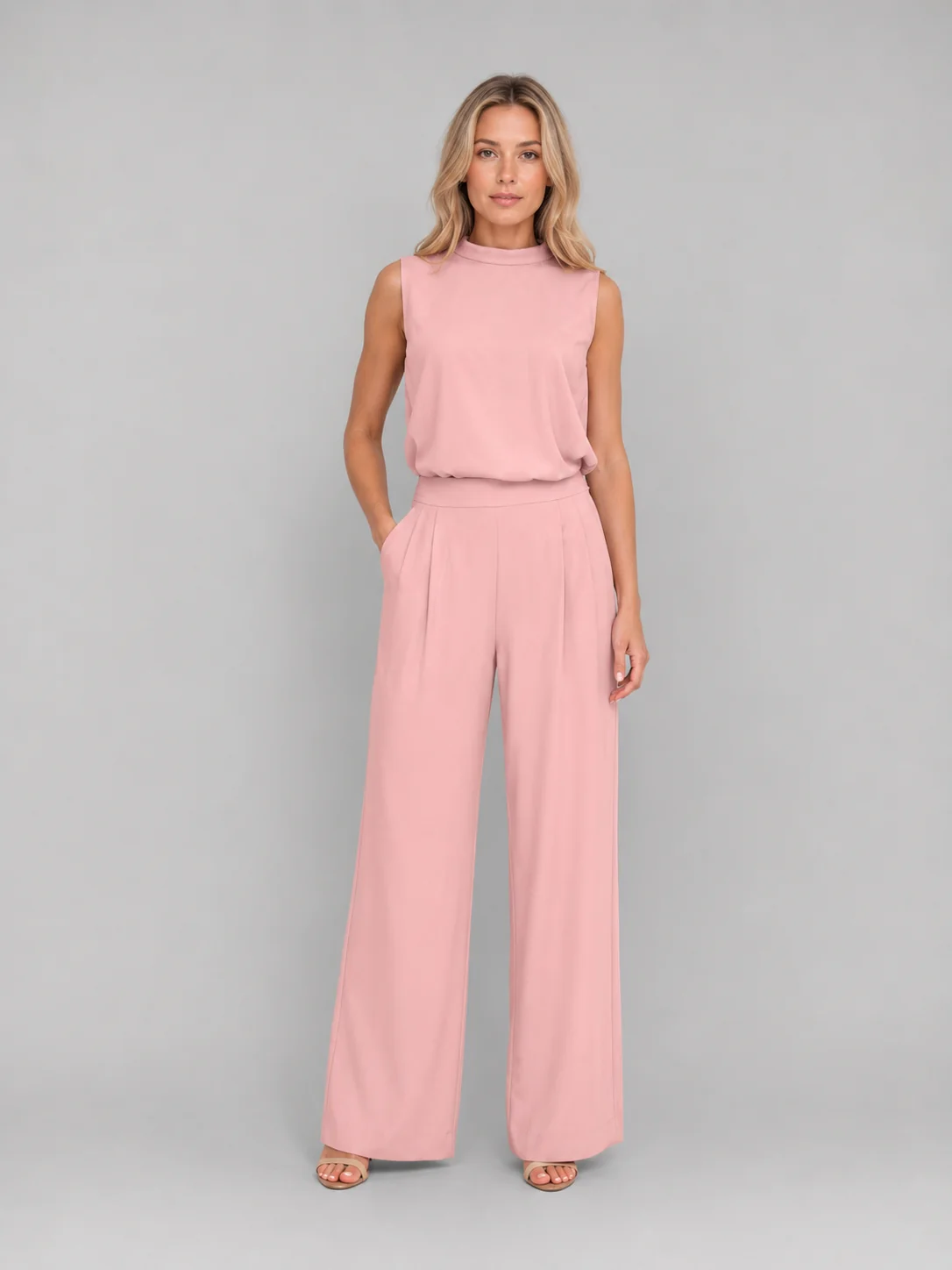 Women��s Two-Piece Sleeveless Co-Ord Set Wide Leg Trousers