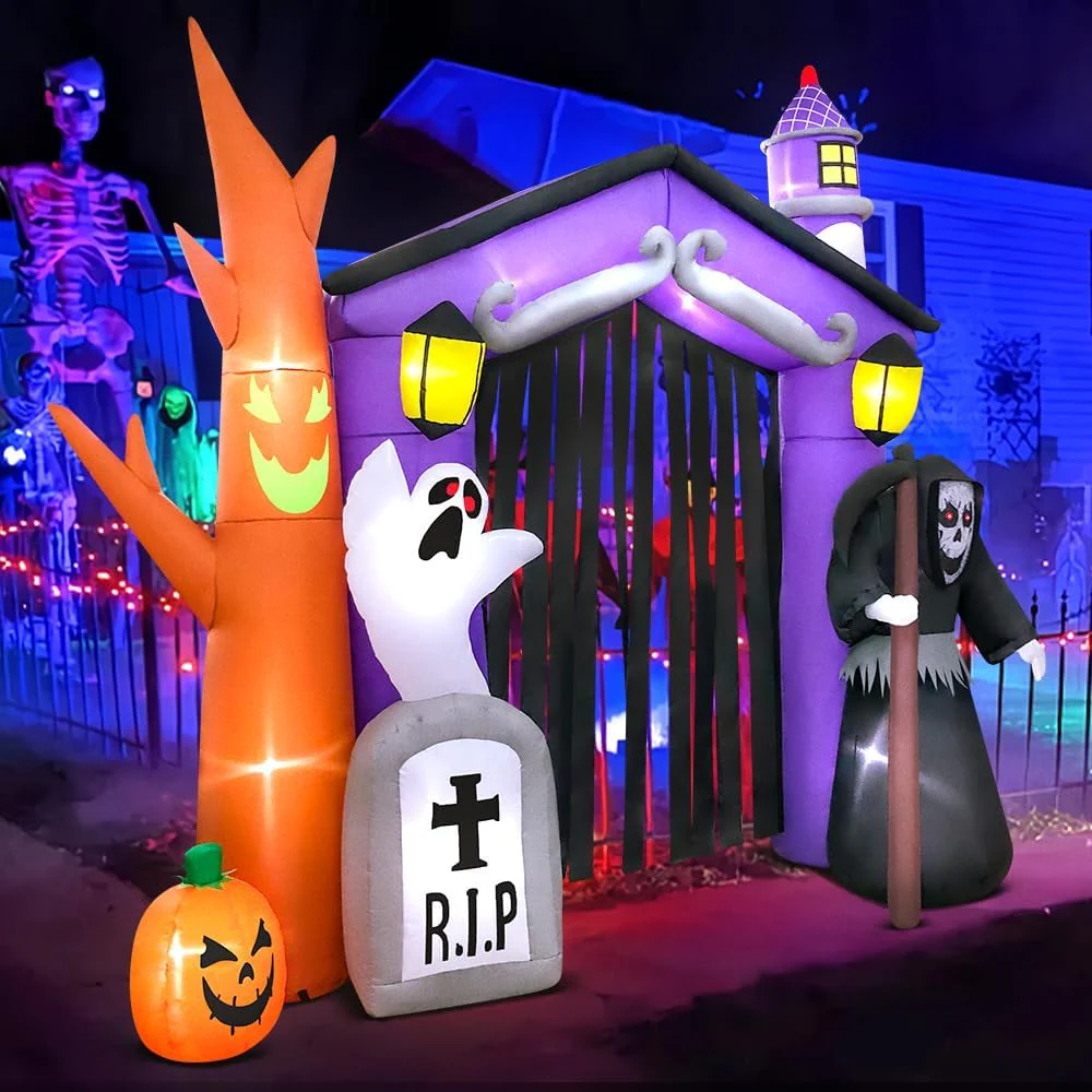 9ft Halloween Inflatable Decorated Haunted House