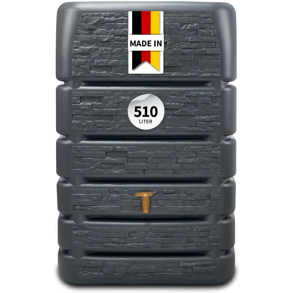 Regenwassertank 510 Liter Slim Stone Design Regentonne Mauertank Wandtank Kunststoff Graphite Grey