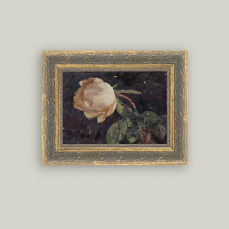 Vase with Rose Framed Antique Inspired Art