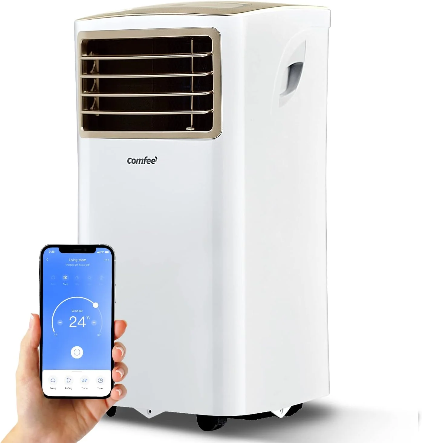 Comfee Mobiele Airco Easy Cool 2.0, 7000 BTU 2,0kW, Koelen & Ventileren & Ontvochtigen, Ruimtegrootte tot 68m(25O), APP-bediening/Alexa/Google Home/IFTTT, Mobiele airconditioning met luchtafvoerslang