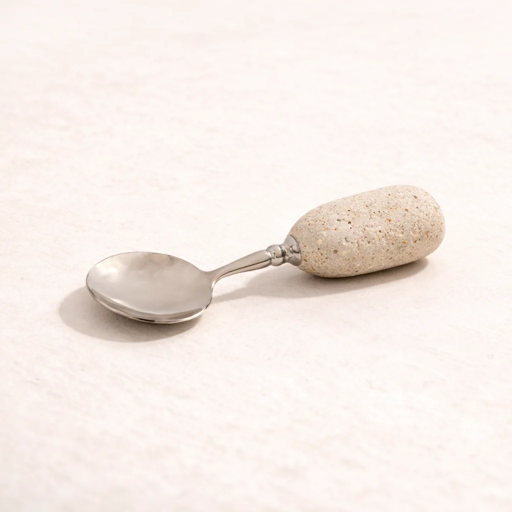 Stainless Steel & Stone Serving Spoon