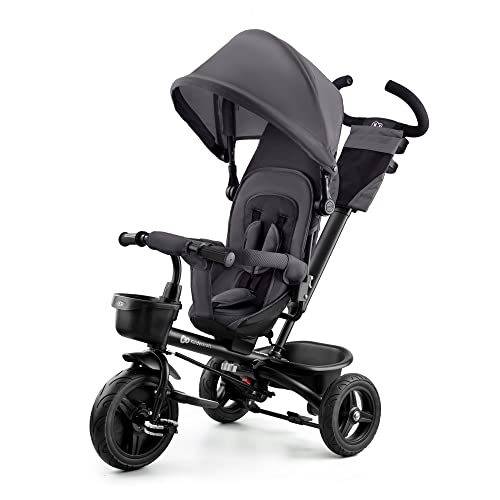 Kinderkraft AVEO Triciclo bambini dai 9 Mesi fino 25 kg, Passeggino con Maniglione del Genitore regolabile, Bici, Compatto pieghevole, Sedile girevole Fronte Mamma e Strada, Ruota libera, Grigio : Giochi e giocattoli