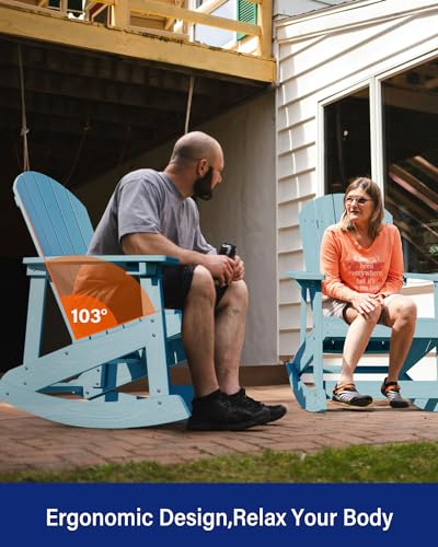 YEFU Adirondack, sedia a dondolo da esterno, sedia a dondolo da patio con schienale largo, sedia a dondolo oversize simile a vero legno, per prato, veranda, cortile, interni e giardino (blu) : Amazon.it: Giardino e giardinaggio