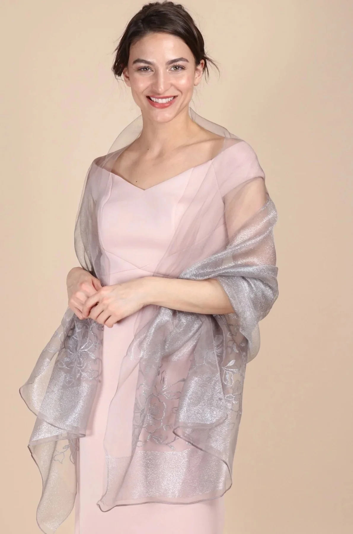 Acrylic Silk Grey Scarf