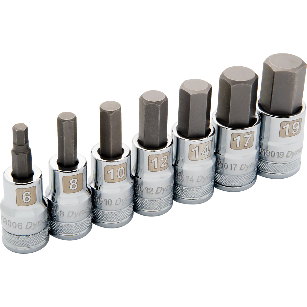 Dynamic D018014  ~  1/2 Inch Drive 7 Pc Met Std Hex Socket Se