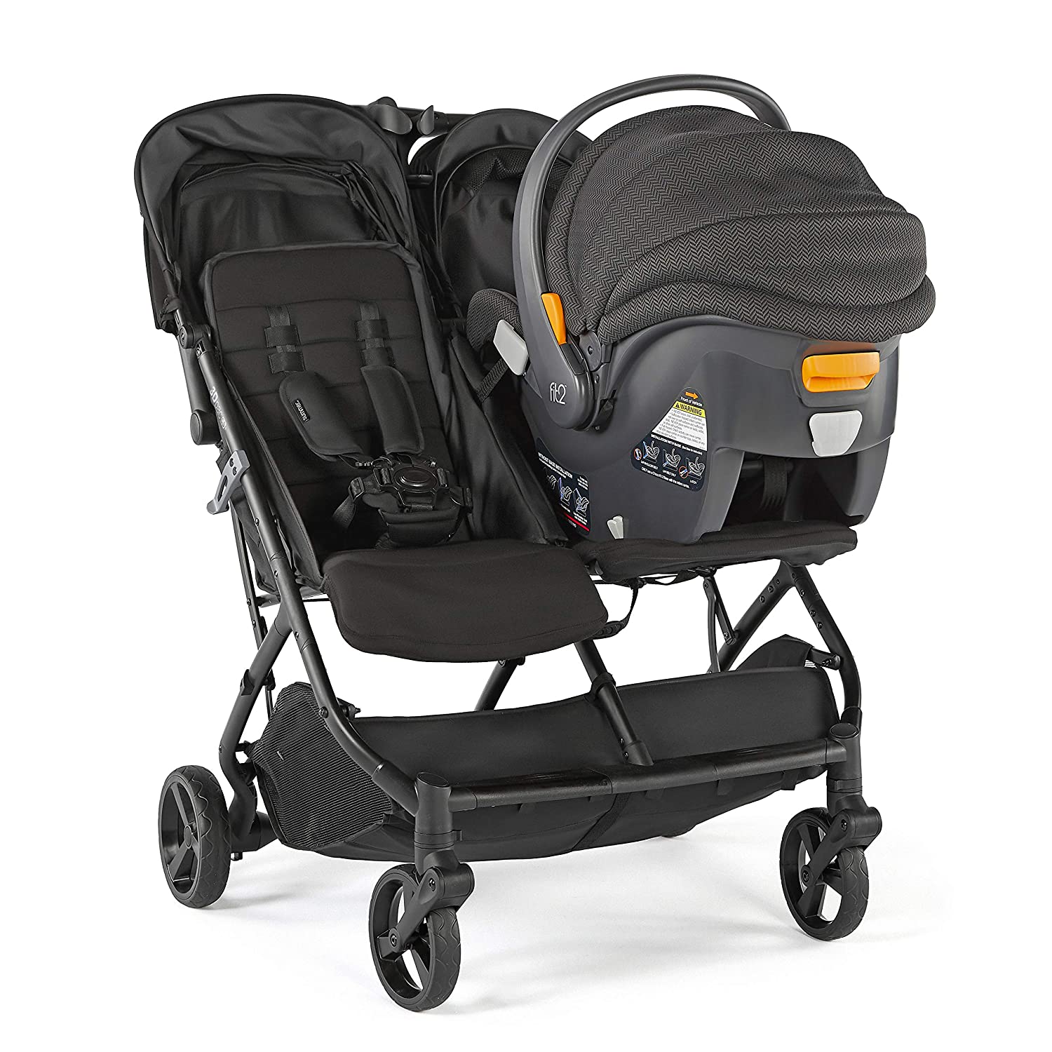 3Dpac CS+ Double Stroller Black ?C Car Seat Compatible Baby Stroller ?C Lightweight Stroller with Convenient One-Hand Fold