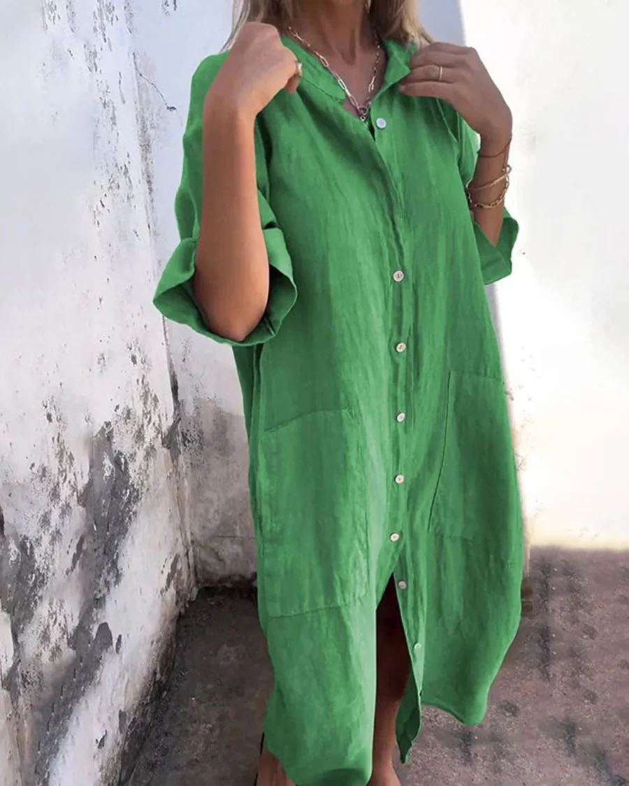 Women��s Boho Shirt Dress Relaxed Fit with Adjustable Waist