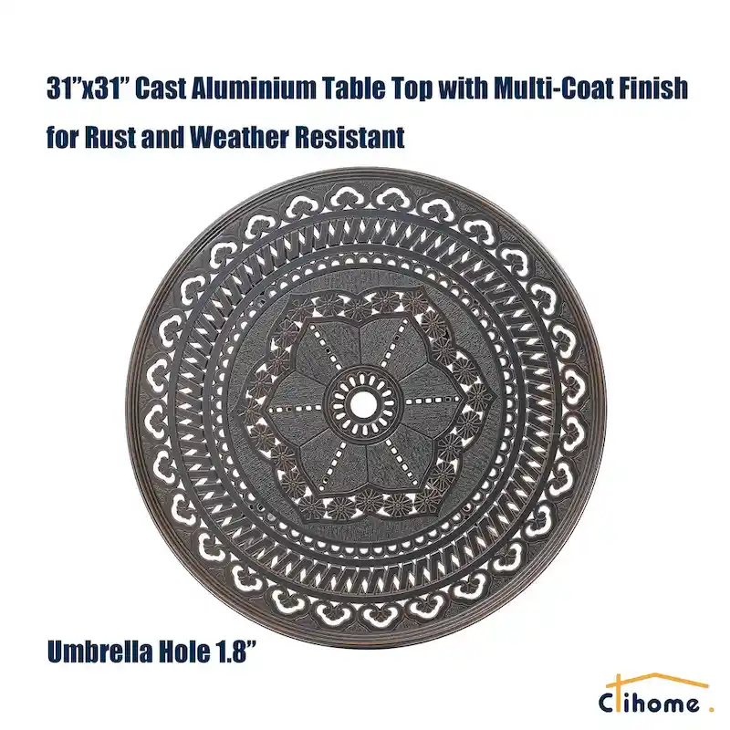 5-Piece Cast Aluminum Patio Dining Set with 4 Swivel Chair