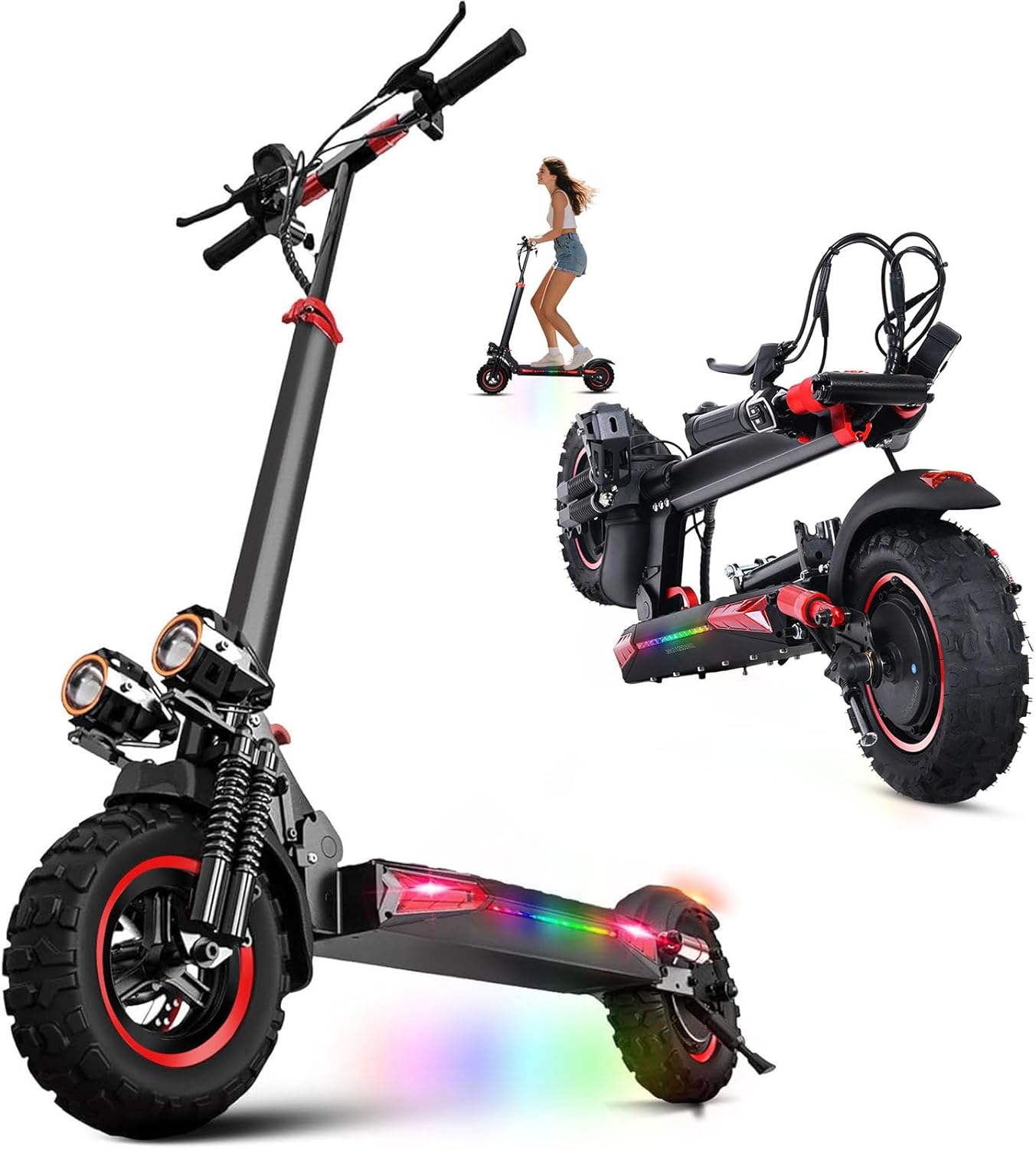 Monopattino Elettrico Adulto Scooter - 48V 18Ah 45-55KM di Autonomia monopattino elettrico adulti 11/10.5 Pollici monopattino elettrico Pieghevole e Smorzamento Della Molla Carico Massimo 150KG