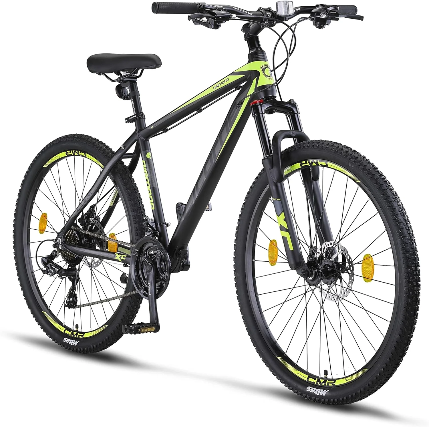 Licorne Bike Diamond Premium - Bicicleta de montaña de aluminio para niños, niñas, hombres y mujeres, cambio de 21 velocidades, freno de disco, horquilla delantera ajustable de 26, 27,5 y 29 pulgadas