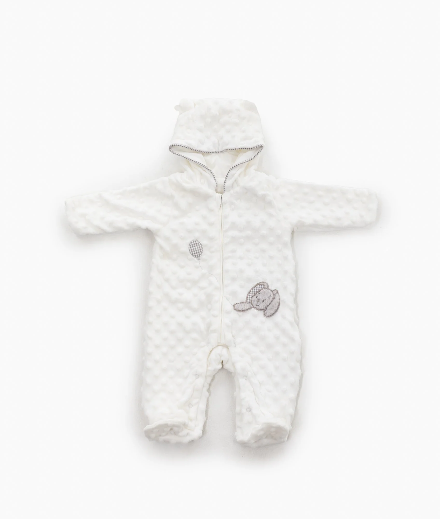 Hooded Jumpsuit | White & Grey