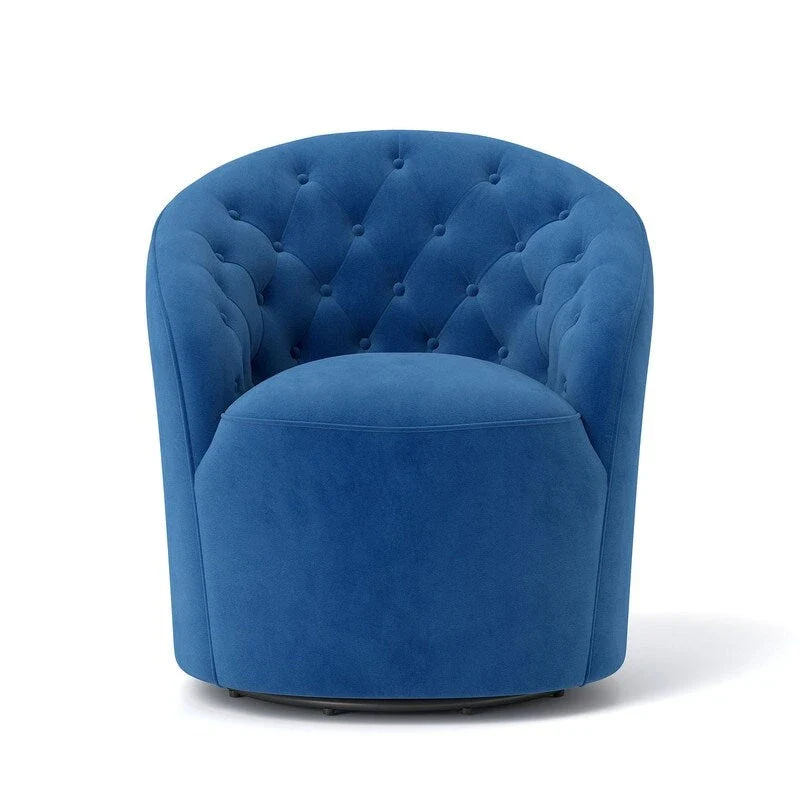 Velvet Upholstered 360 Degree Swivel Barrel Chair with Button Tufted Back