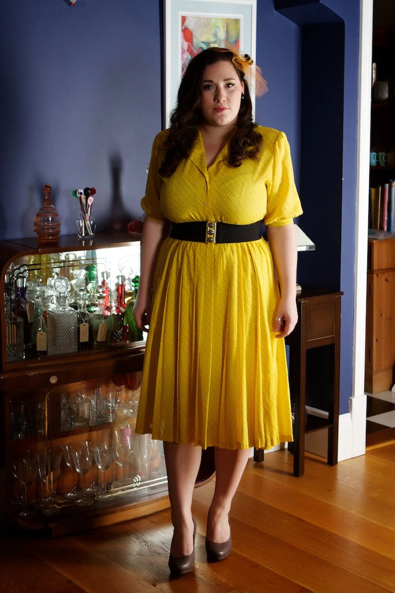 1970s H Print Rodier Paris Pleated Shirtwaister Dress