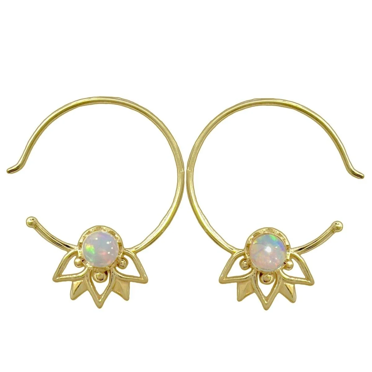 Laihas Inflorescence Gold Genuine Opal Hoop Earrings